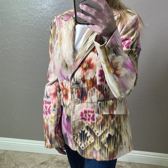 Robert Graham Multicolored 2 Button Floral Velvet Blazer Size 6 - Picture 1 of 13